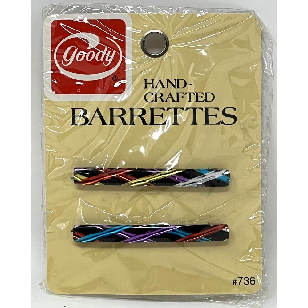 Vintage Goody Hand Crafted Barrettes 2.5” Metal Clasp #736 Multi 1982 NIP (2)